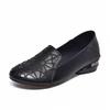 Soft leather single shoes spring new embroidered round head retro leather shoes comfortable soft sole casual shoes