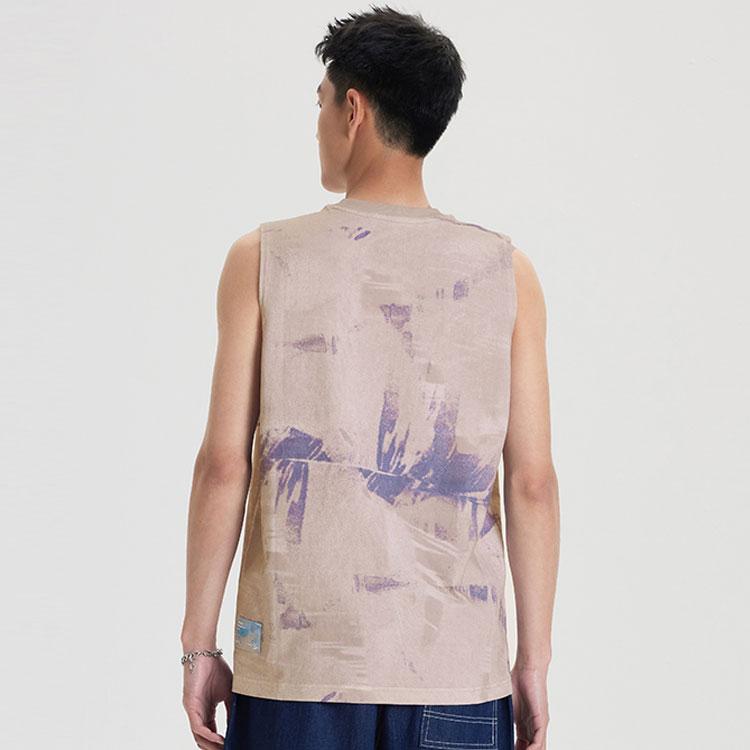 Saucony Tie-Dye Print Crew Neck Sleeveless T-Shirt Men tops Blue Brown SC2239073-2