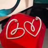 Open Heart Outline Dangle Earrings for Women Sparkly Pave Love Shape Drop Earrings Elegant Party Jewelry