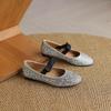 Krazing Pot Crystal Beading Fashion Spring Size 42 41 Low Heels Women Round Toe Shoes Ballet Dance Shallow Flats