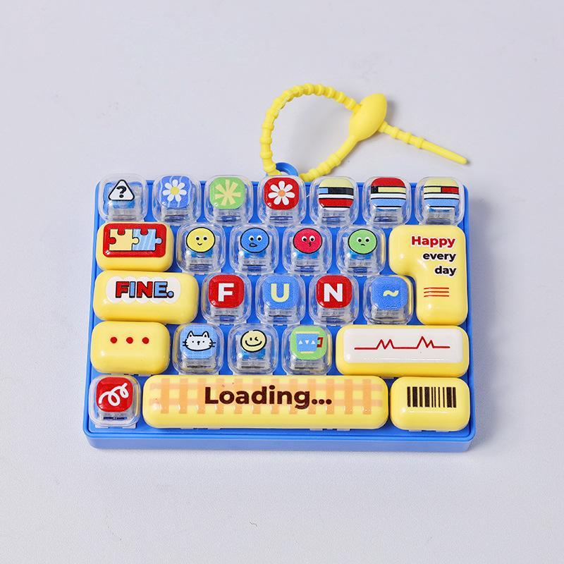 26 Key Cute Keyboard Stress Relief Fidget Toy Mini Soft Click Toy Portable Bag Pendant for Kids Stocking Stuffer