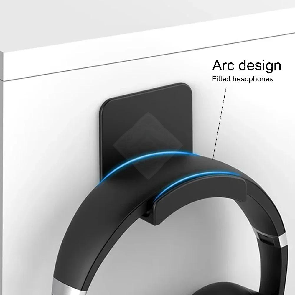 Universal Headphone Stand Adhensive Plastic Wall Mount Hanger Under Desk Headset Rack Holder Support for Gaming Earphone Bracket Cup Holders 5