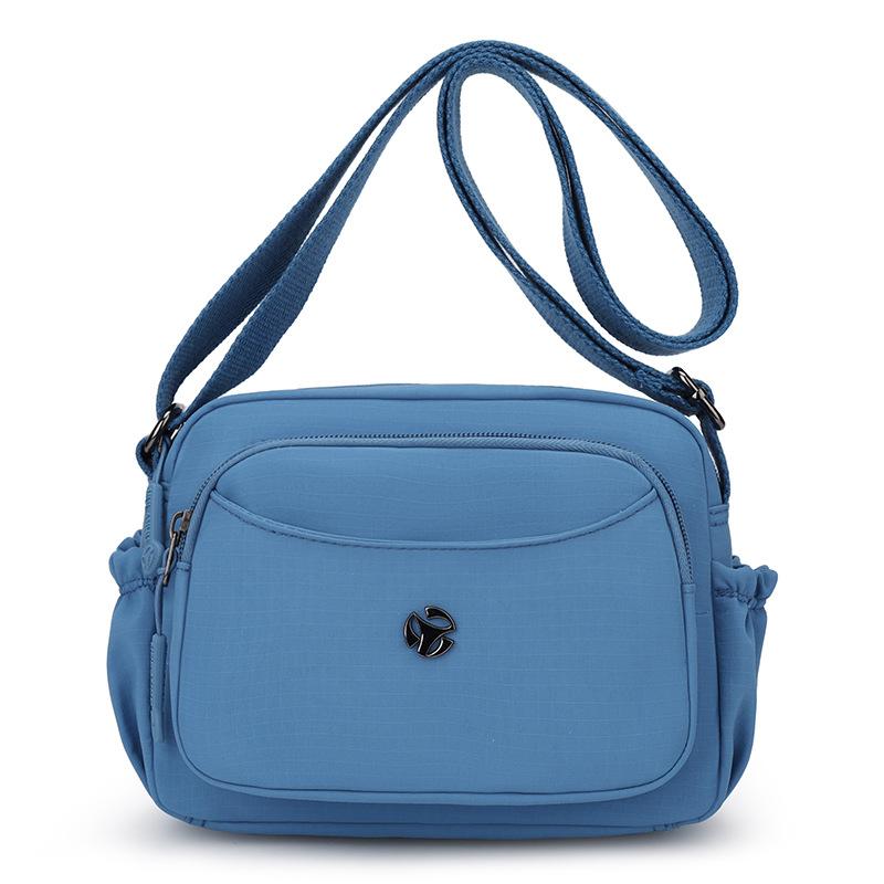 

Однотонная сумка для мобильного телефона, нейлоновая сумка через плечо, многослойная сумка через плечо для людей среднего и пожилого возраста, кошелек для монет небесно-голубой