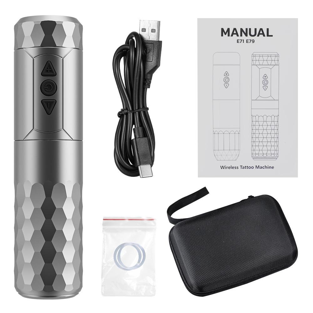 

Беспроводная машина для татуировки с высоким крутящим моментом, ручка с литиевой батареей, источник питания 1400 мАч для перманентного макияжа, искусство татуировщика серый