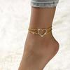 Double-Layer Rhinestone Heart Anklet - Versatile Beach Jewelry for Women
