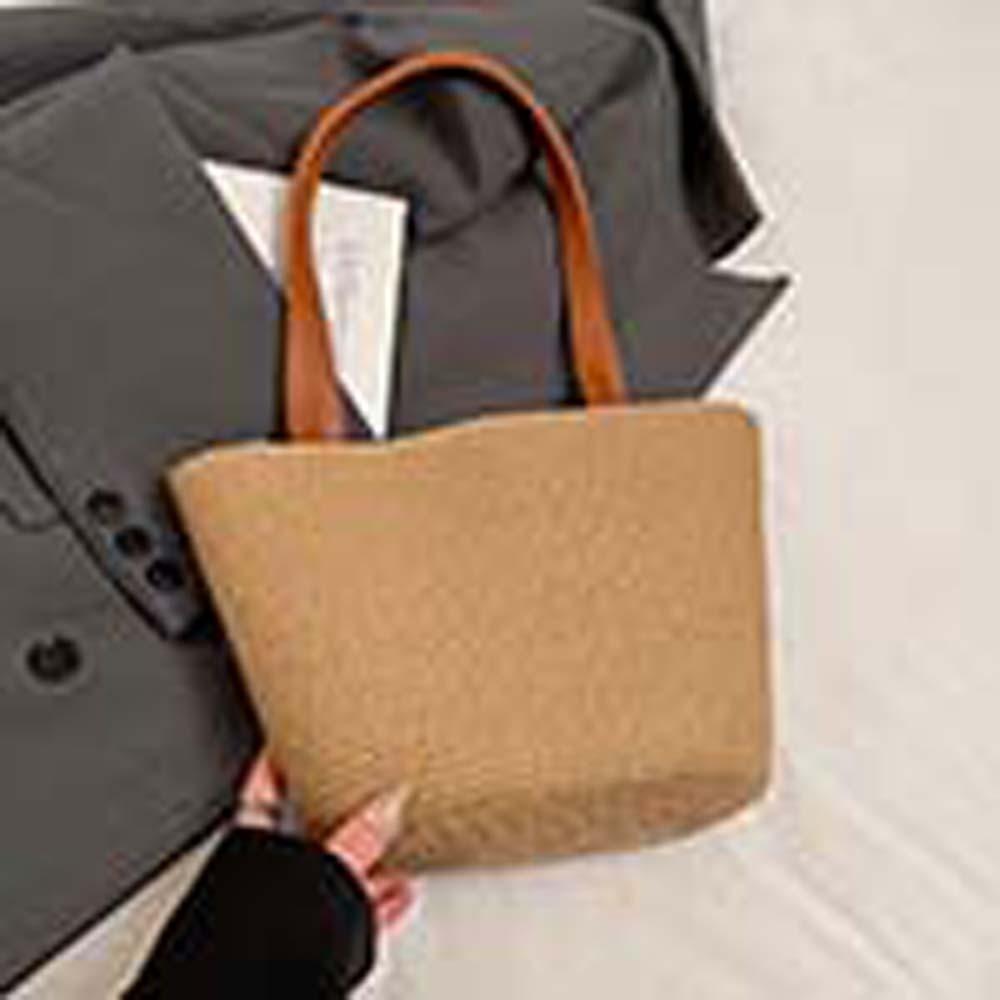 Ladies Stripe Straw Handbag for Vacation Beige Khaki Large Capacity Woven Tote Bag Women Summer Beach Underarm Bag