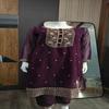 Women's Deep Wine Georgette Embroidered Kurta with Trousers and Dupatta Set