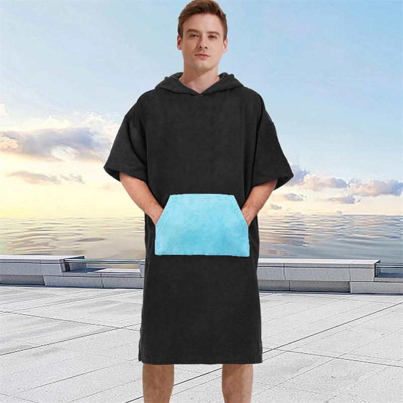 Hooded Beach Changing Quick Dry Robe Swimming Microfiber Poncho Towel Scuba Diving Beach Poncho Bath Towel