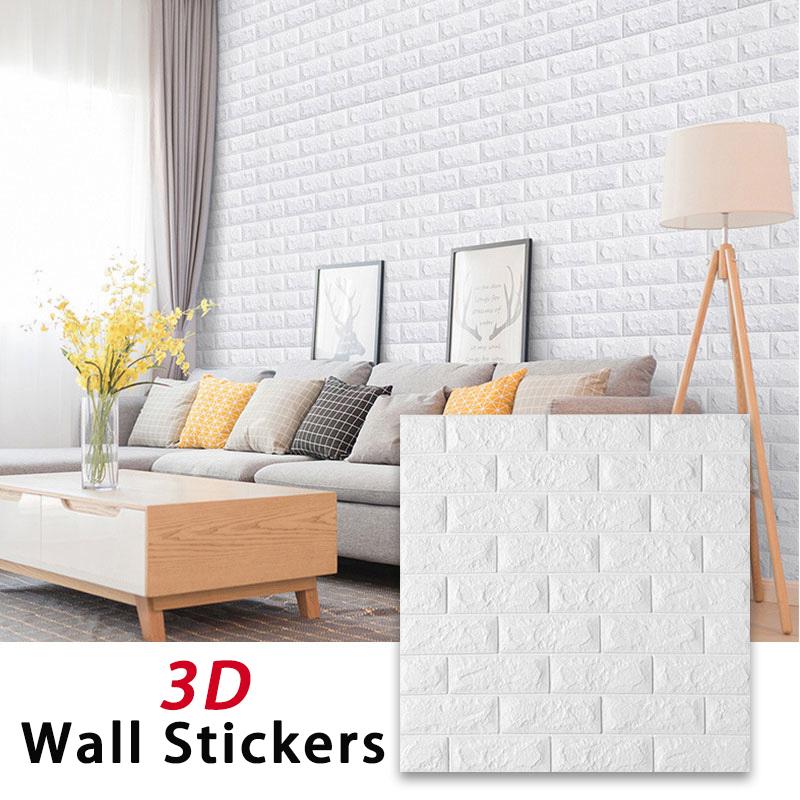 3D anti fouling self-adhesive bedroom retro solid color wall sticker 38.5X35cm waterproof wallpaper