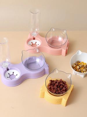 Bol de nourriture pour chat pour animaux de compagnie, mangeoire automatique tout-en-un, bol de nourriture pour chien et chat et fontaine à boire, bol sur pied surélevé