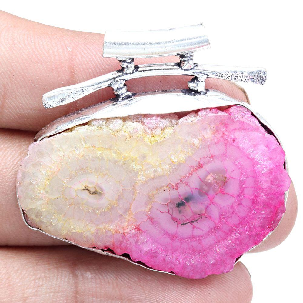 

Pendant Multy Solar Drusy Gemstone Gift For Her Silver Jewelry