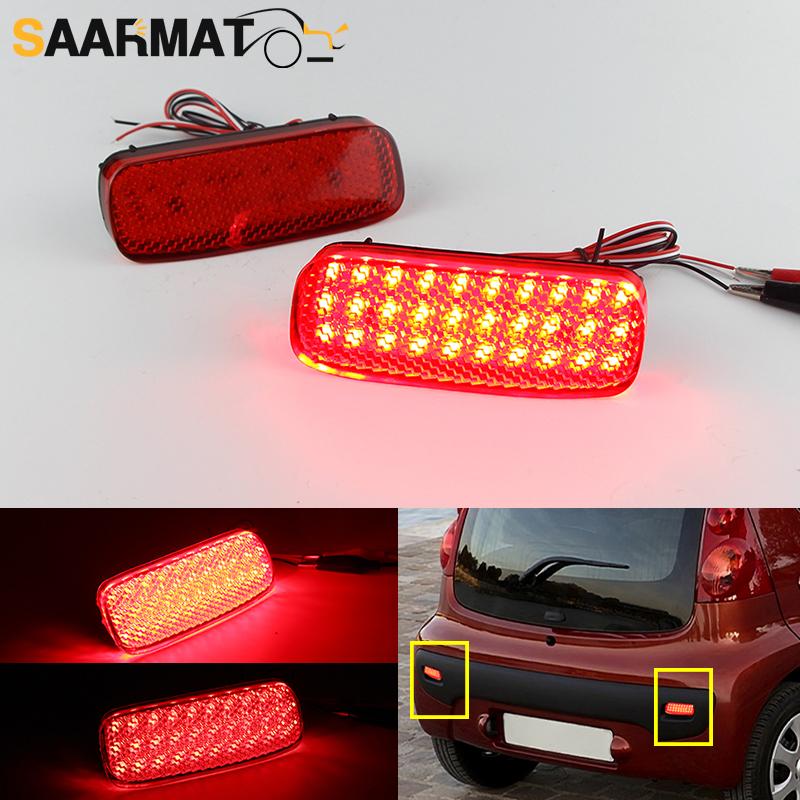 2PCS Red LED Rear Bumper Reflector Lights Fog Lights For Citroen C1 C5 Peugeot 107 206 607 Expert For Fiat Scudo Car Accessories