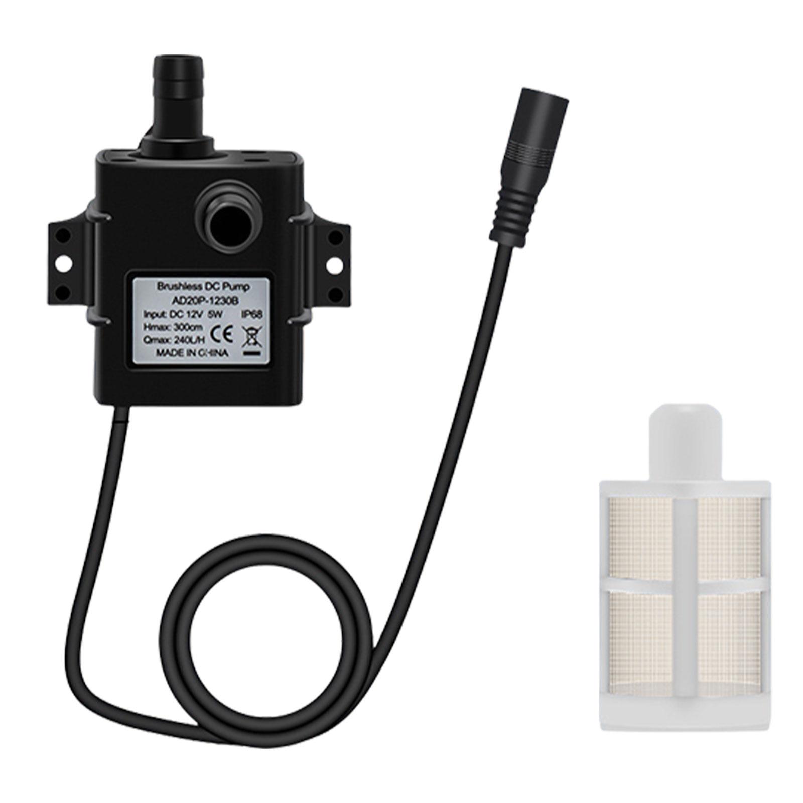 

Маленький занурювальний насос 240 л/год DC12V Безщітковий двигун Водяний насос з фільтром для диспенсера води для домашніх тварин Акваріум Довговічний
