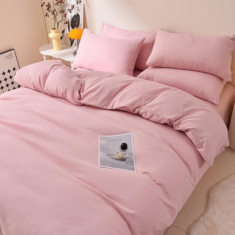 Plaid Solid Color Thickened Brushed Bed Sheet Four-piece Set Quilt Cover Single Piece Washed Cotton Dormitory Bedding Three-piece Set
