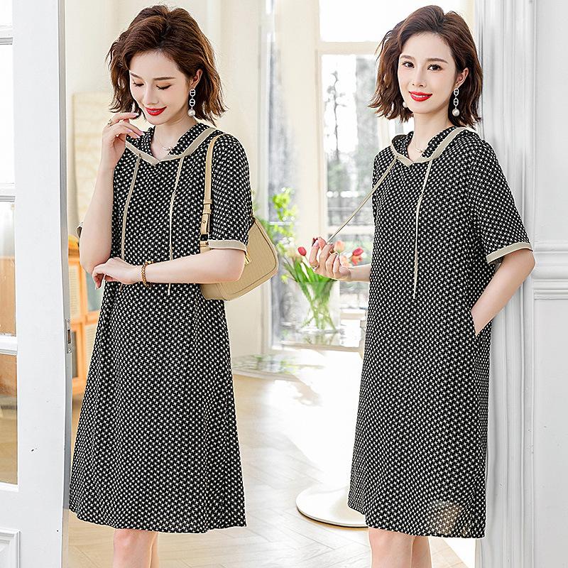 

Женское платье больших размеров с короткими рукавами, новинка 2023, свободный крой, лестно