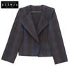BACCA Blue Canvas Check Bolero Jacket Jacket 36 blueUsed