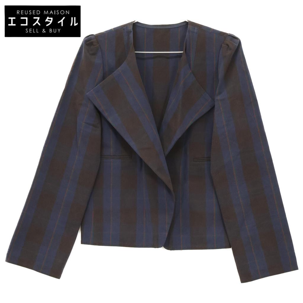 BACCA Blue canvas check bolero jacket Jacket 36 blueUsed