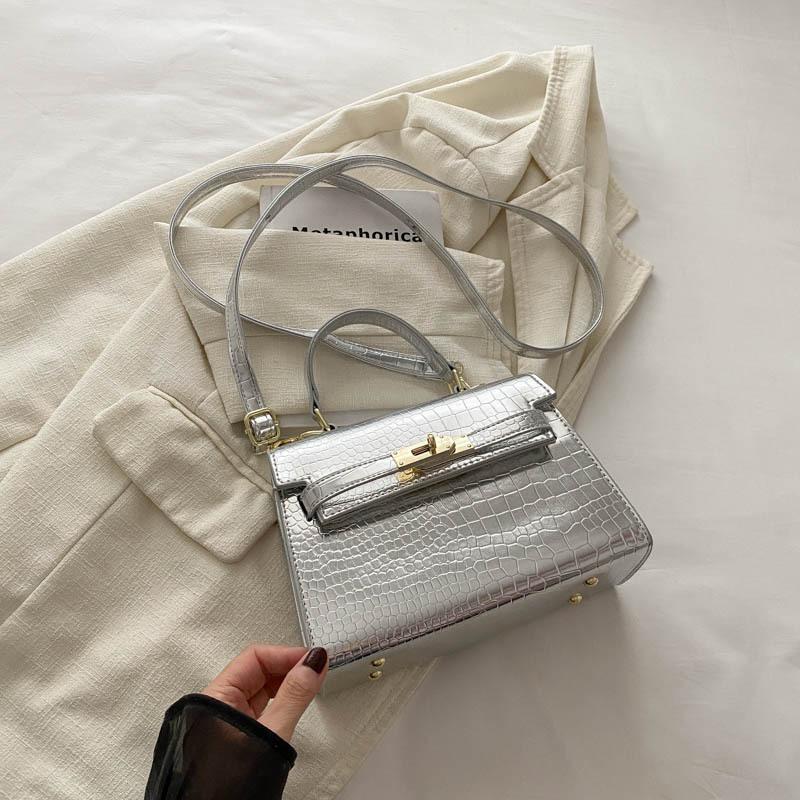 

Высококачественная модная универсальная портативная квадратная сумка летняя сумка-мессенджер с рисунком крокодила 2025 женская сумка серебряный