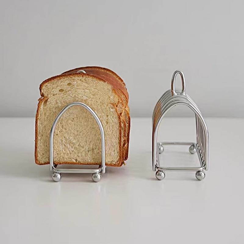 Estante para pan tostado de acero inoxidable, soporte para pan casero para restaurante, herramienta de exhibición de alimentos de 6 rebanadas para restaurante, accesorios de cocina