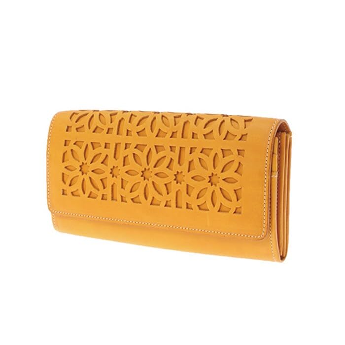 Genten Cutwork Brown Flap Long Wallet