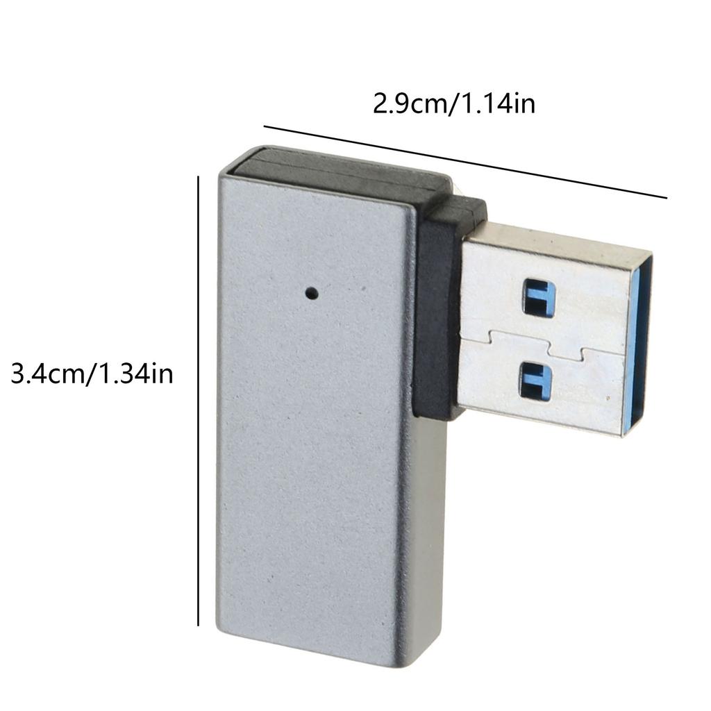 Portable USB Expansion Adapter USB 3.0 Right Angle Male To Female Converter Fast Data Transfer Rates Up To 5Gbps Black