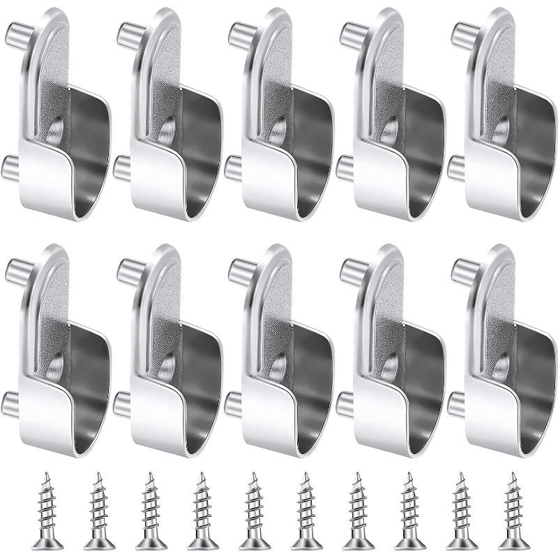Oval Closet Rod End Support with 1 Mounting Hole, Wardrobe Bracket Rod Bracket , Flange Rod Socket for Wardrobe, Polished Chrome 10pcs