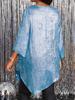 2025 Plus Size Loose Fit Crew Neck Nine-Sleeve Irregular Top for Women
