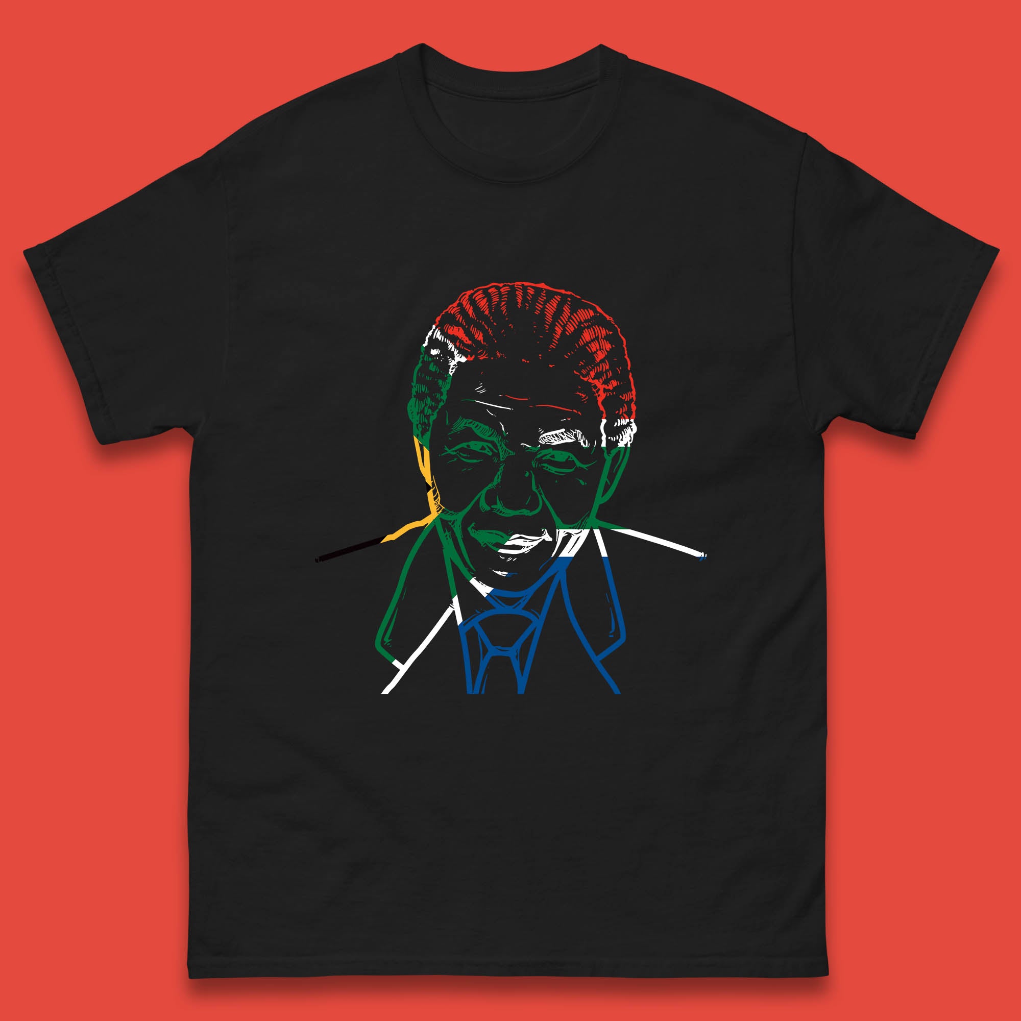 Nelson Mandela Line Art Portrait Black Lives Matter Nelson Mandela International Day Mens Tee Top L