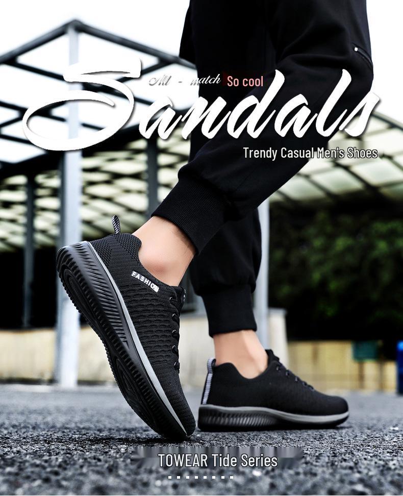 2025 Korean Style Plus Size Men's Flyknit Running Shoes – Trendy Casual Sports Footwear