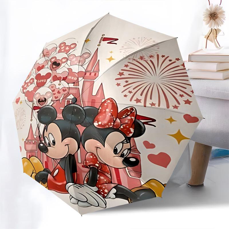 Mickey Mouse Themed Automatic Opening and Closing Umbrella, Brightly Colored 8-rib Portable Umbrella, Suitable for Men and Women, A Perfect Gift for C