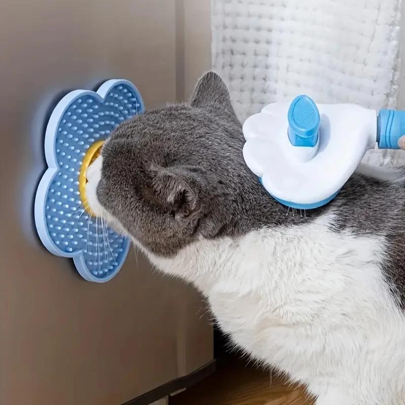 Pet Supplies Cat Licking Pad Sun Flower Shape Silicone Dog Licking Plate Cute Pet Slow Licking Mat Dog Bowl  Cat Bowl