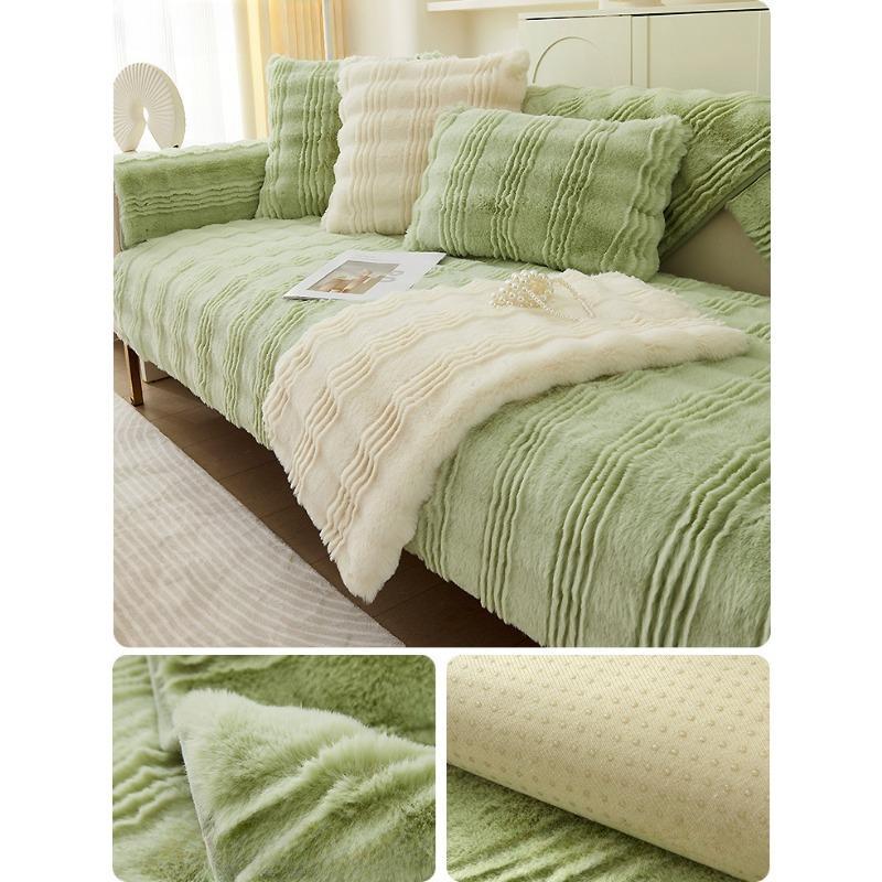 Bunny Cashmere Winter Thickened Fleece Sofa Cushion Non-Slip Cushion Simple Modern Full Covered Cloth