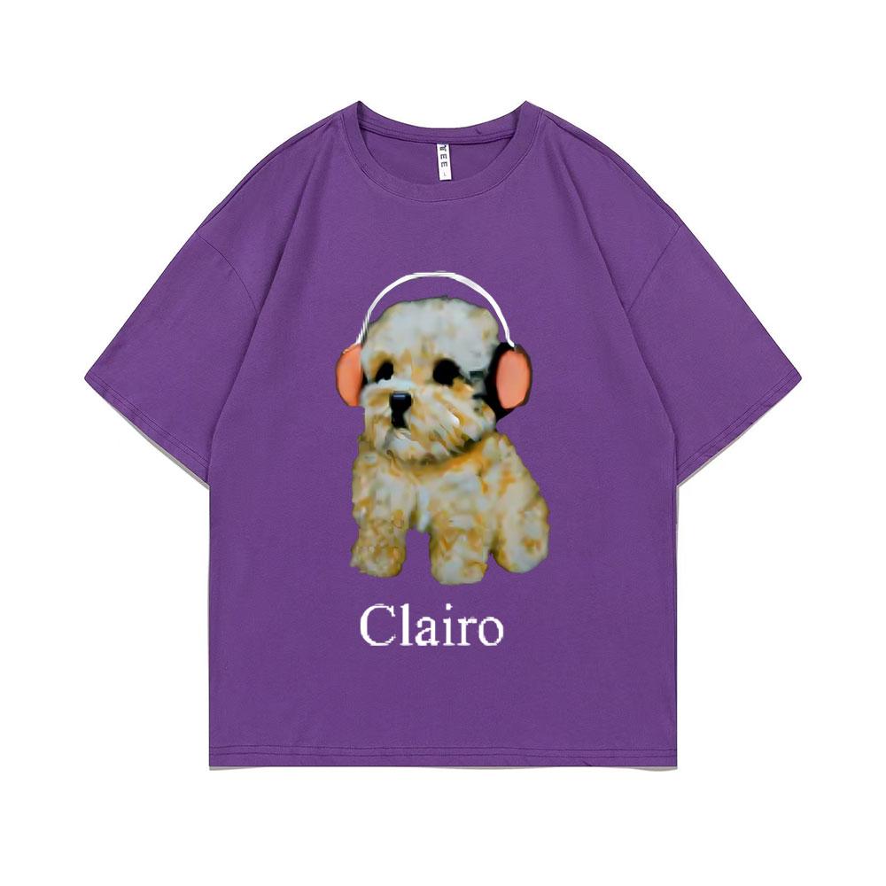 Clairo Dog Puppy Headphones Graphic Print Tshirt Summer Male Fashion Oversized Streetwear Unisex Women Cute Kawaii Tshirt Tops