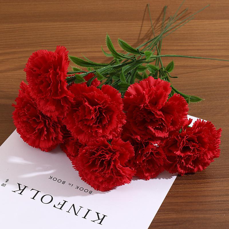 Carnation Silk Flower Bouquet For Home Office Wedding Decor Photography Prop