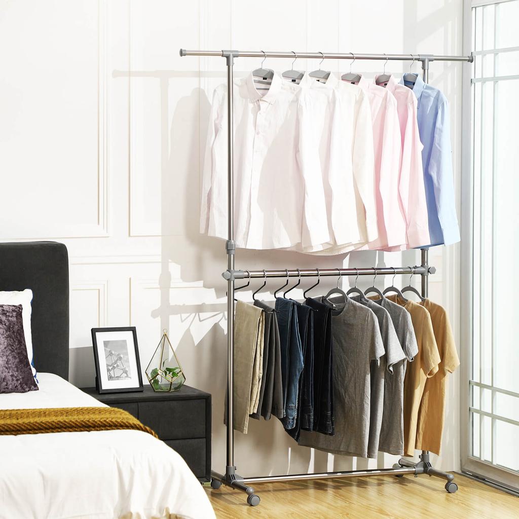 SONGMICS Clothes rack, grey, (101-163) x 49 x (113-198) cm