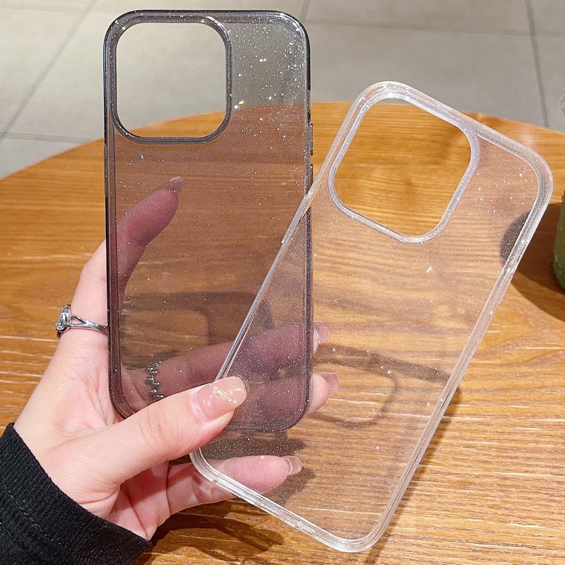 Glitter Clear Silicone Shockproof Phone Case For iPhone 16 Pro Max 15 14 Plus 13 12 11 8 7 X XR XS Max Soft Bling Transparent Phone Shell Cover