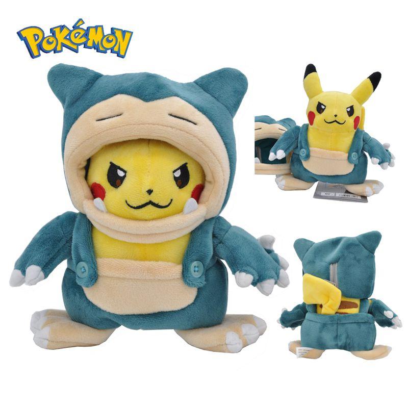 Peluche Pikachu e Snorlax Cross Dressing da 20 cm per Bambini Regalo Collezione