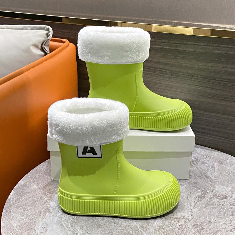 Fashion Winter Mid-tube Beam Mouth Fashion New Women's Rain Boots Fashion Thick Sole Anti Slip Ladies Rain Shoes Outdoor Non-Slip Shoes