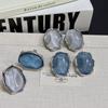 Blue Light Gray Water Ripple Stud Earrings Adjustable Ring Women's Niche High-end Exaggerated Earrings