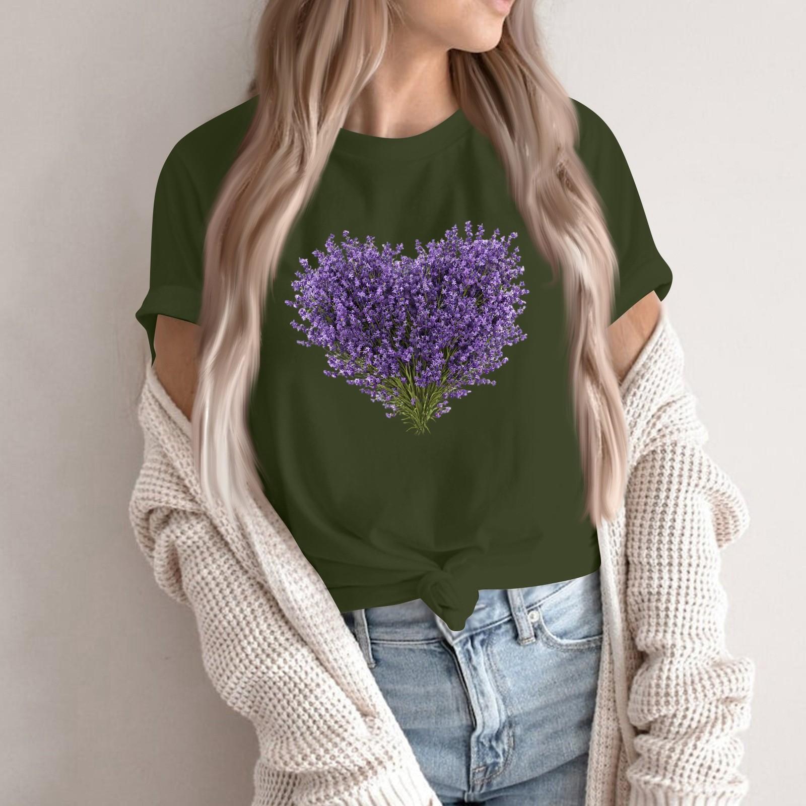 

Женская модная повседневная футболка-пуловер с принтом, круглым вырезом и короткими рукавами M