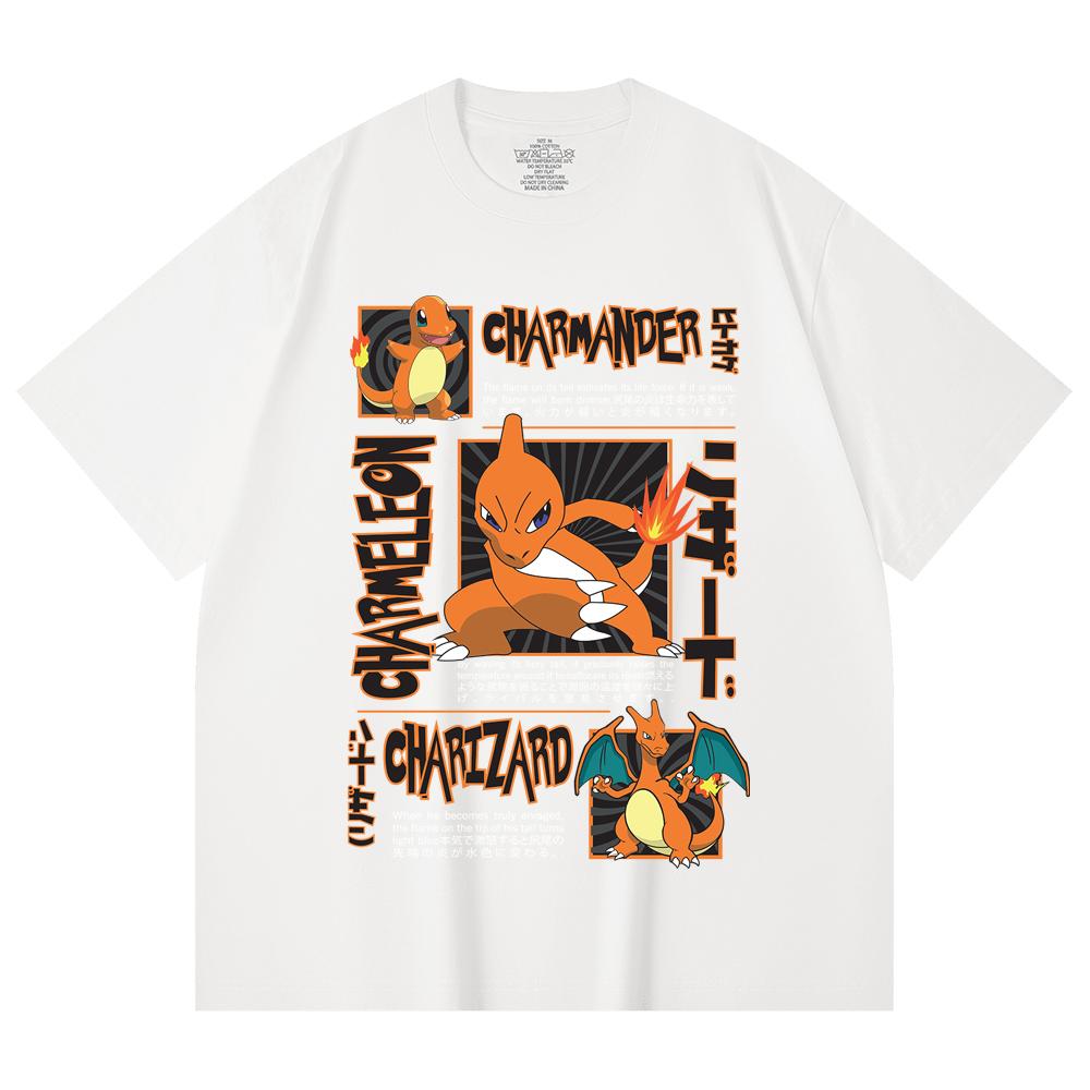 230 Gsm 100% Cotton Pokemon V5 Charmander Print Unisex Heavy Cotton T Shirt