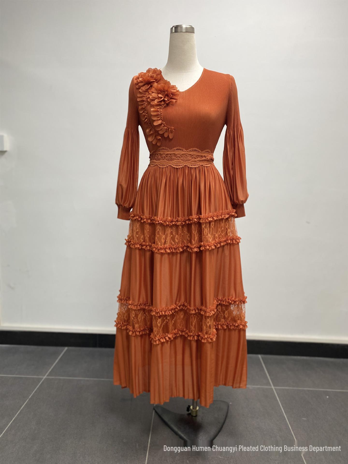 Miyake Plus Size Women s Pleated Lace-Trim Dress - African, European, American Fashion Casual Style One Size 80/160