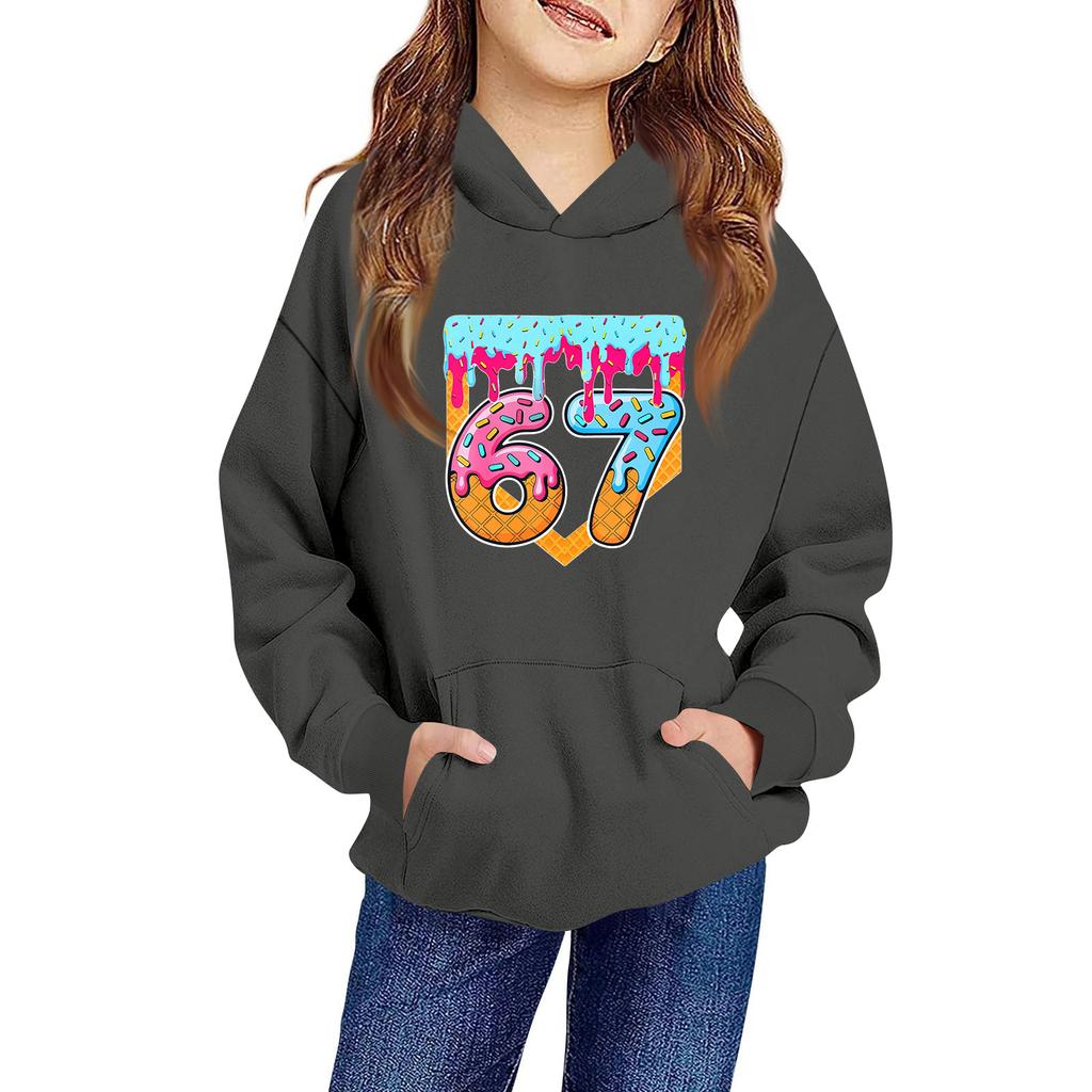 Children's Long-sleeved Loose Pullover Letter-printed Hooded Sweatshirt