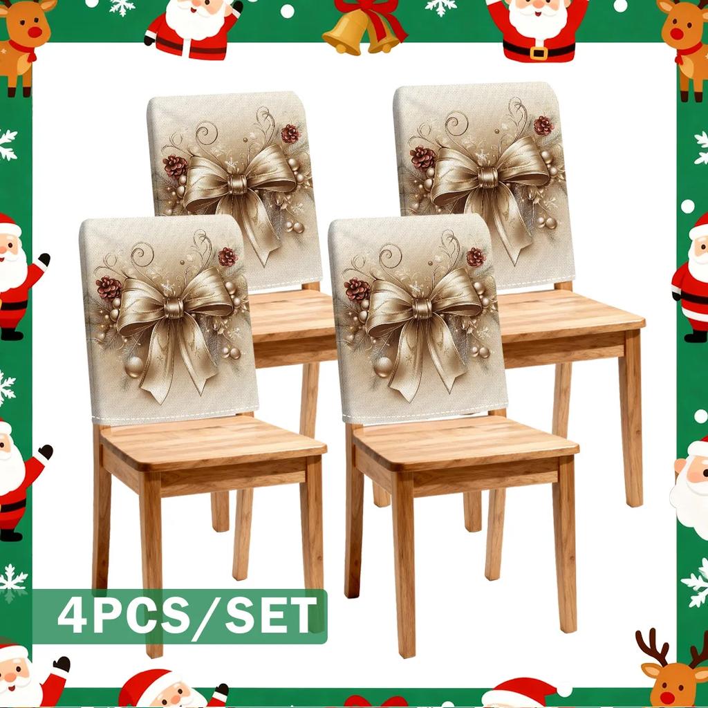 2/4/6pcs/set 45x55cm Christmas Bow Chair Cover Table Decoration Dining Seat Chair Covers Dining Room Bar Party Banquate