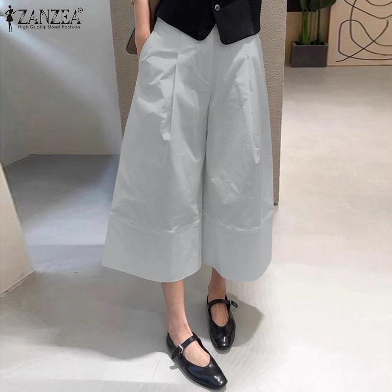 ZANZEA Women Casual Solid Color Loose A-Line Capri Pants