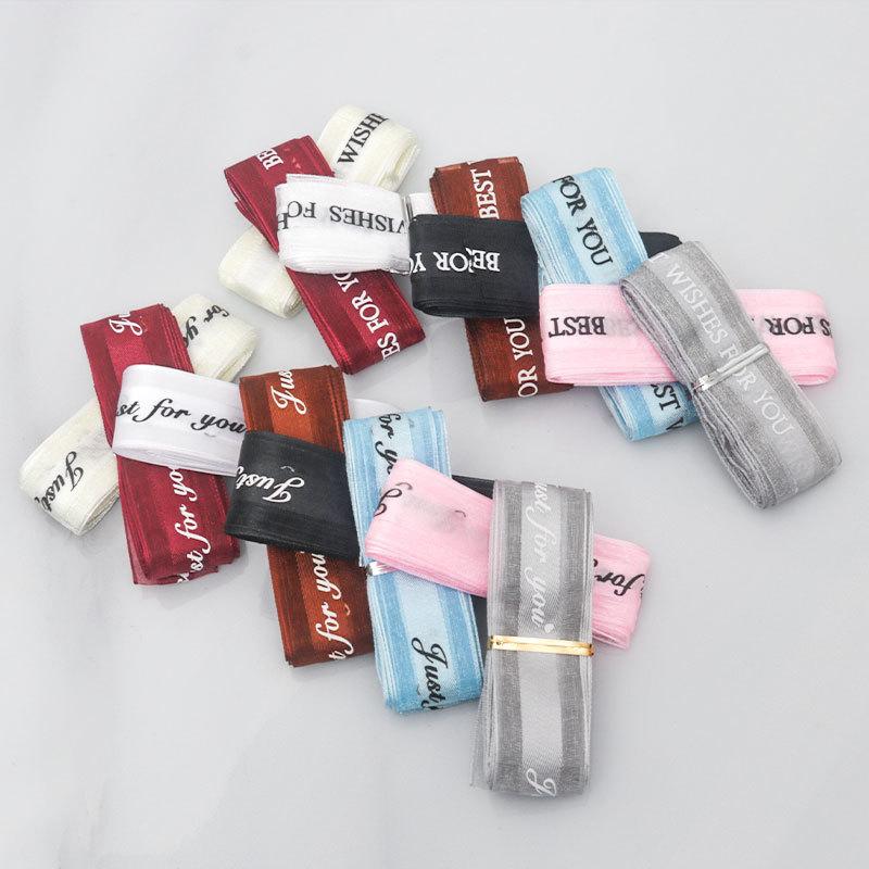 Medium Satin Edge Yarn Chiffon Ribbon Alphabet Flower Packaging Ribbon Cake Box Gift Ribbon Response Transparent Ribbon Bow DIY Flower Handmade