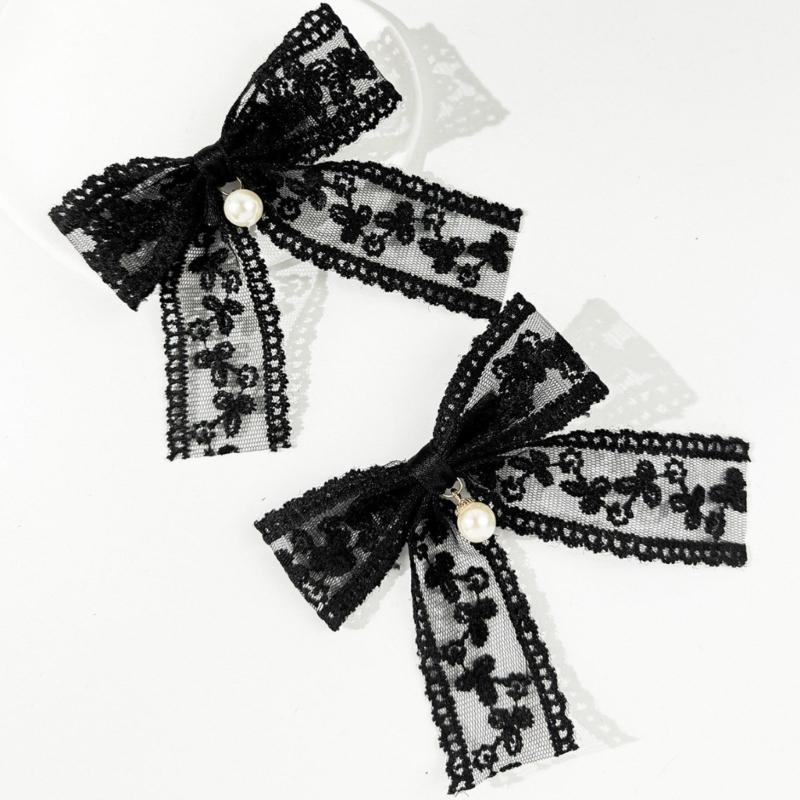 Elegante Haarnadel Schleifen Haarspange Schleifen Perlen 2000er Spitze Büsche Haarstyling