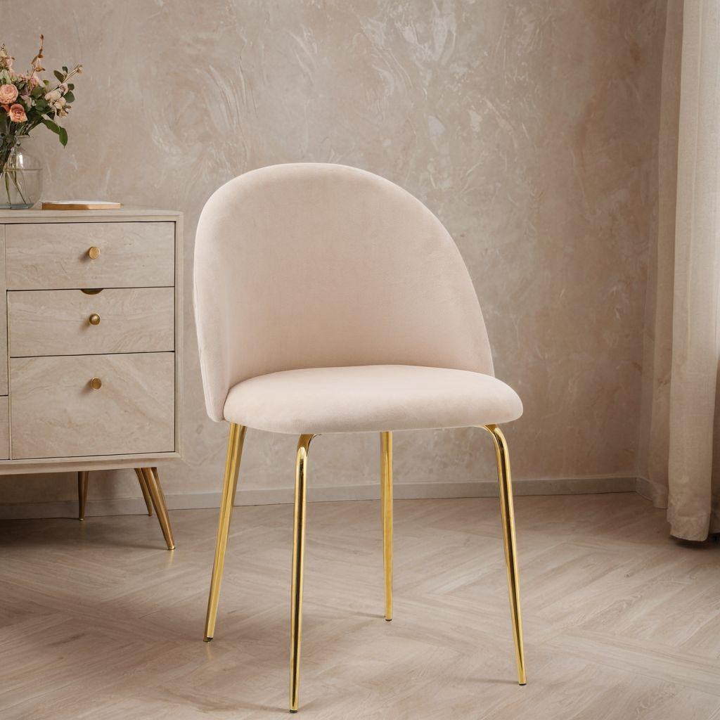 Fargo Gold Velvet Beige Velour Chair