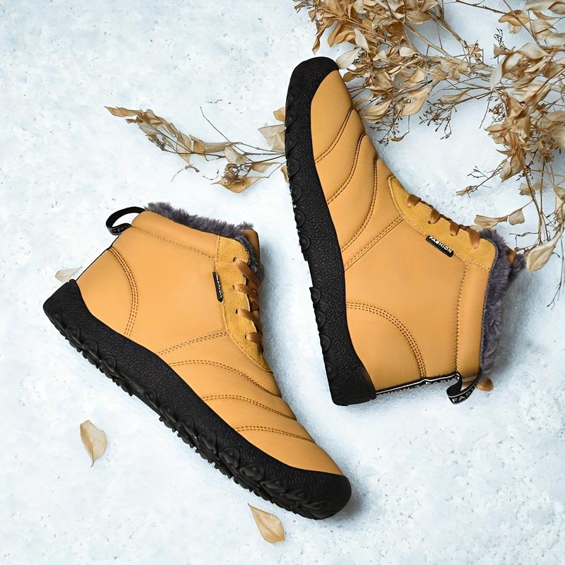 Fleece Lined Men Winter Cotton Shoes, Plus Size Light Sole Warm Snow Boots