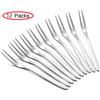 12PCS Fruit Forks Mini Food Pick Children Kids Lunch Box Cocktail Stainless Steel Cake Dessert Sushi Snack Sticks Picker
